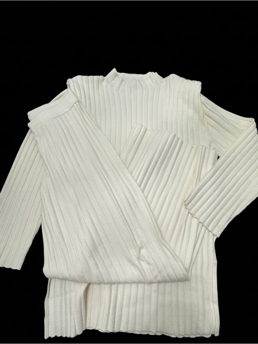 Dressed in LALA Cream Ribbed Knit Scoop Neck Sweater